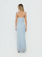 Aymi Frill Bust Detail Maxi Dress Blue Stripe