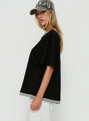 Celeia Layered Off Shoulder Tee Black / Grey