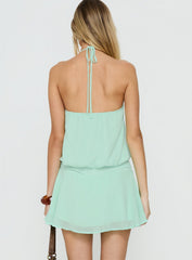Dopamine Drapey Arrowneck Romper Mint
