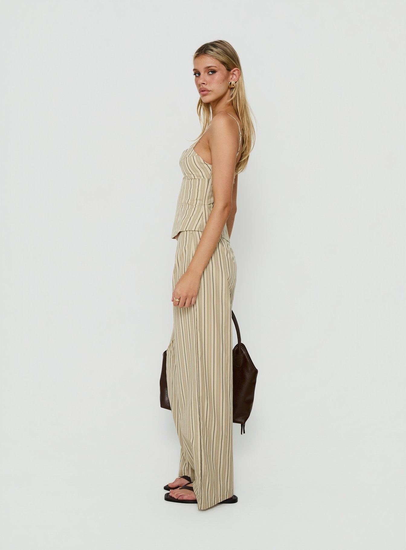 Kierstyn Corset Set Beige Stripe