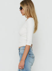 Bridgeta V Neck 3/4 Sleeve Top White