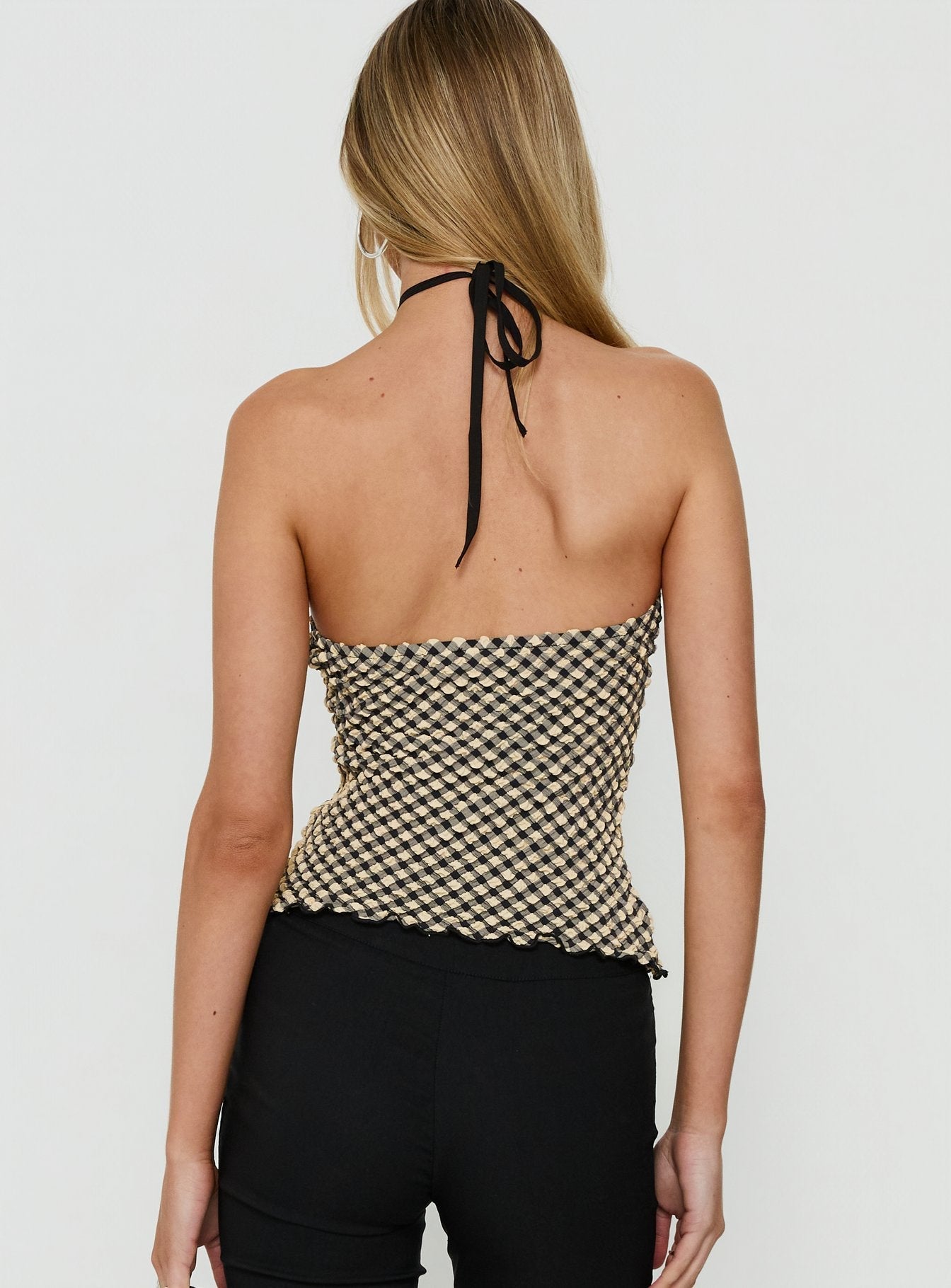 Caspiann Arrowneck Top Black / Butter Gingham