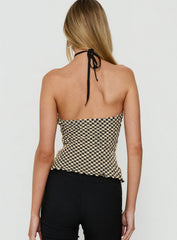 Caspiann Arrowneck Top Black / Butter Gingham