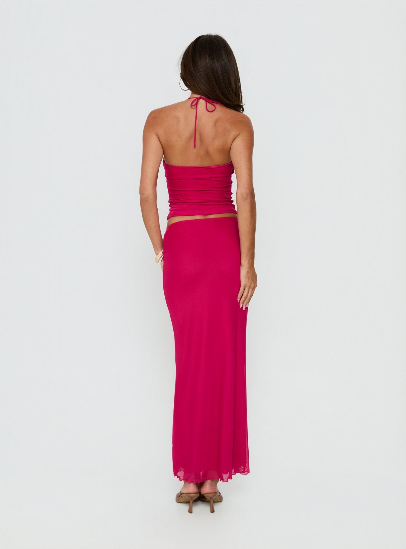 Jailon Ruched Maxi Skirt Guava