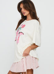Lassie Girl Oversized Graphic Top Cream