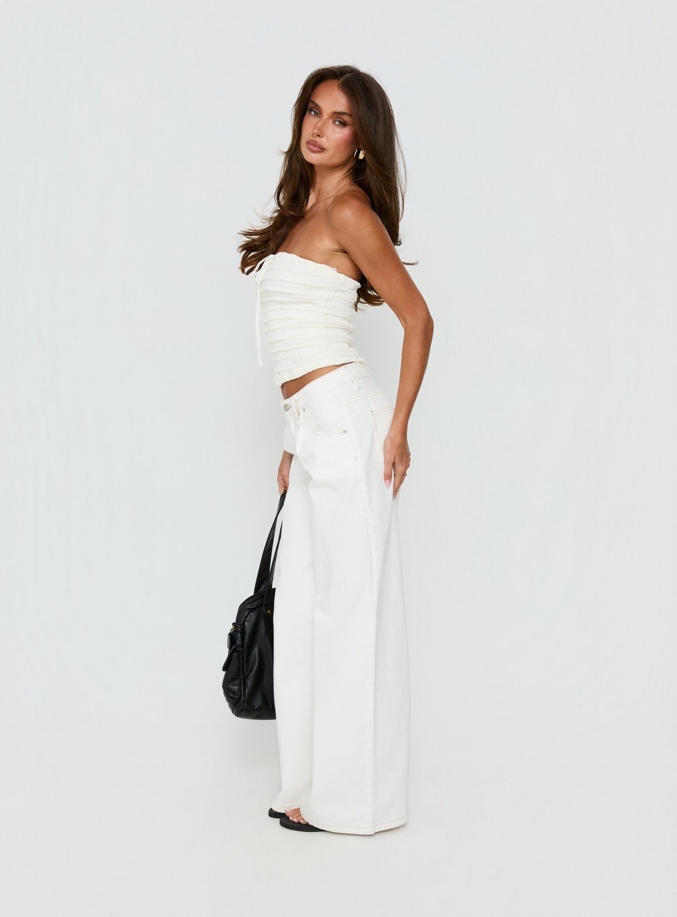 Supercut Low Rise Baggy Pleat Jeans Cream