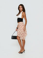 Natana Asymmetrical Midi Skirt Multi Check