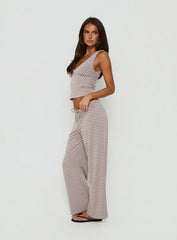 Allice Tie Waist Sleep Pants Pink / Grey Stripe