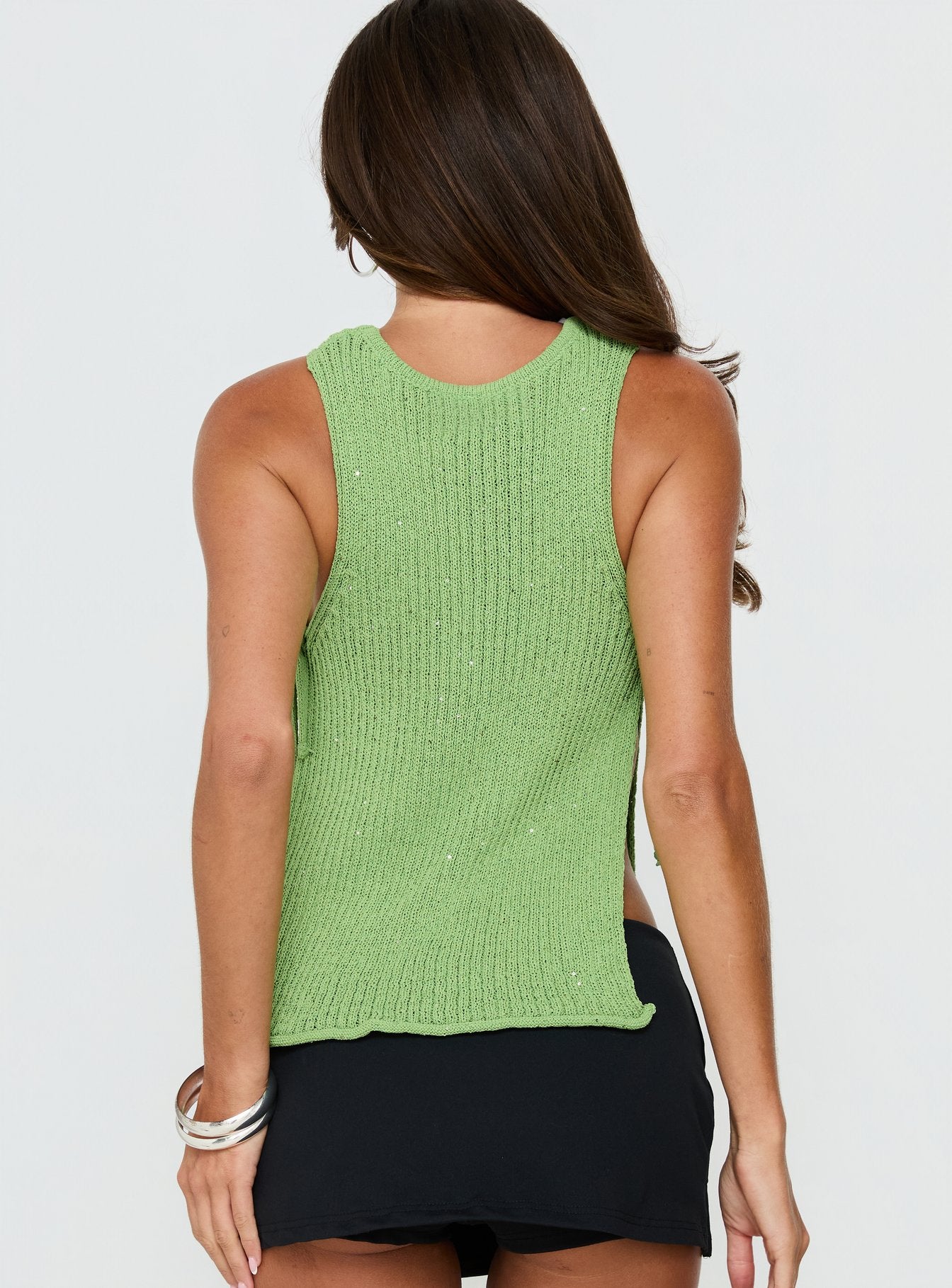 Love Notes Tie Side Sleeveless Top Green