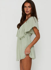 Sun Spirit Plunge Flowy Playsuit Sage