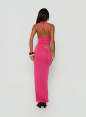 Imeraldia Hardware Halter Maxi Dress Guava