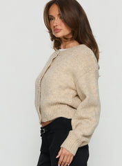 Trevonn Button Up Knit Cardigan Beige