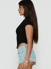 Valentinna Short Sleeve Curved Hem Top Black