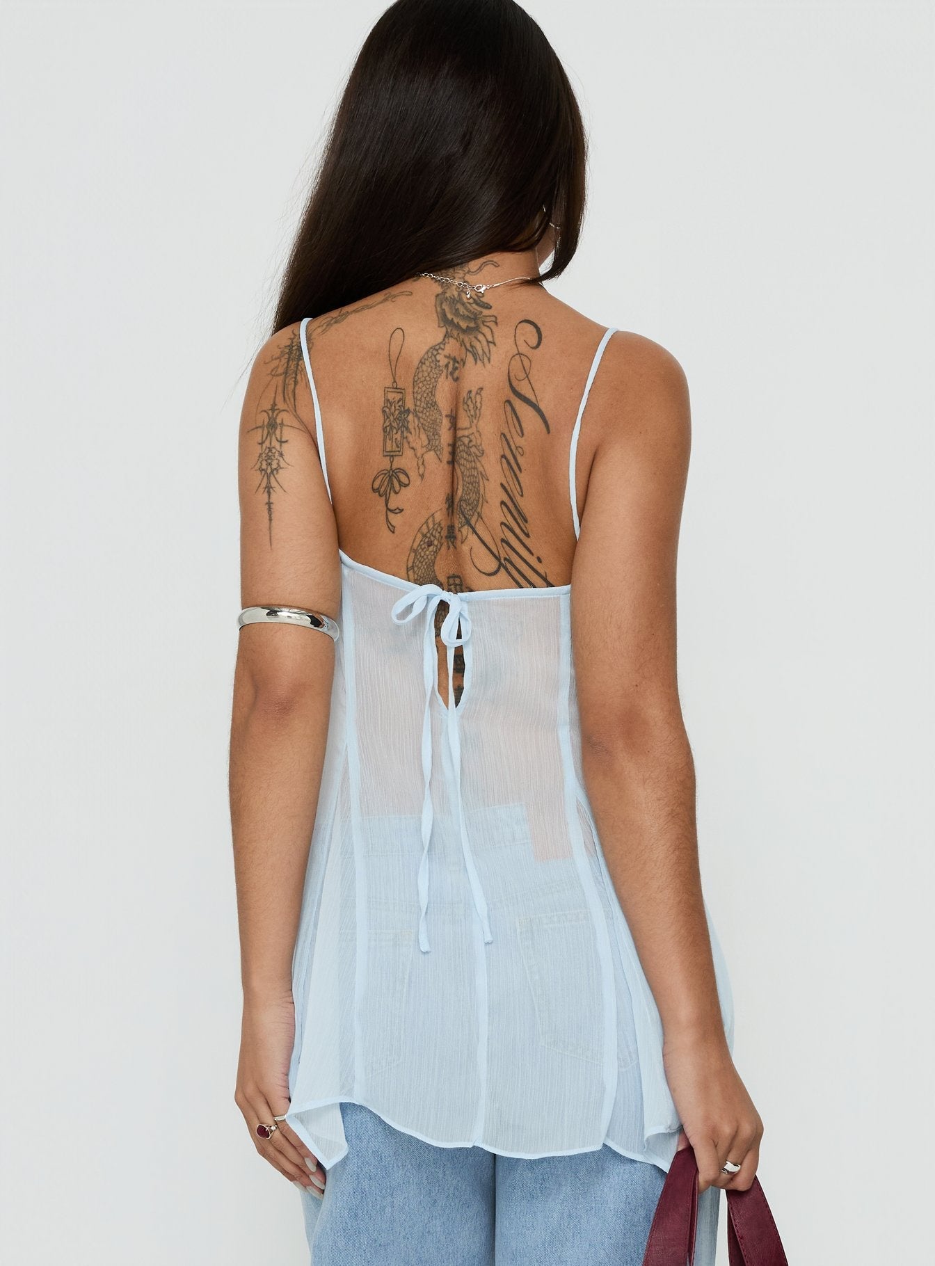Fabriana Babydoll Sheer Top Blue