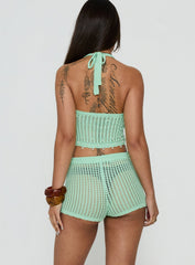 Next Level Knit Halter Top Green
