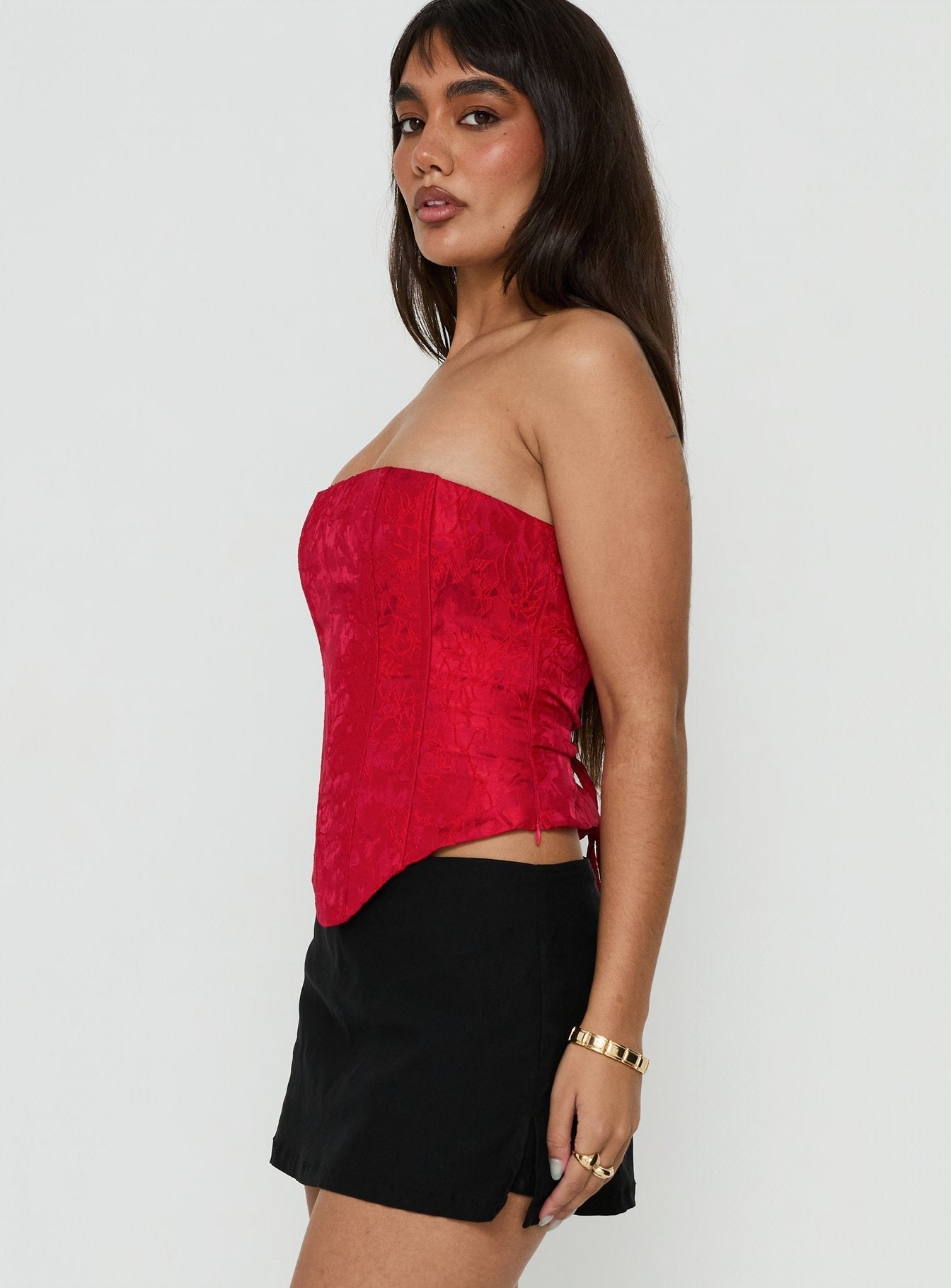 Ameliaa Strapless Corset Top Red