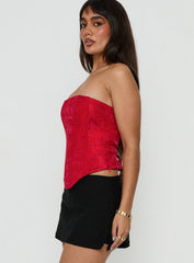 Ameliaa Strapless Corset Top Red