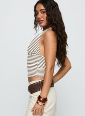 Whimsy Halter Top Chocolate / White Stripe