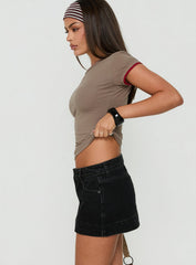 Warna Low Rise Denim Mini Skirt Washed Black
