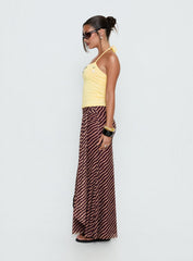 Caviar Tie Maxi Skirt Brown Stripe
