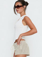 Ozella Collared Button Up Top Cream
