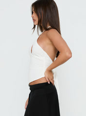 Idiana Halter Keyhole Top Cream