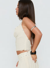 Gemmina Halter Sequin Top Cream