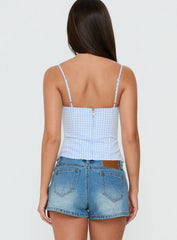 Roadtripper No Waistband Micro Denim Shorts Mid Blue Wash