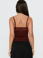 Rhiara Lace Trim Top Dark Terracotta