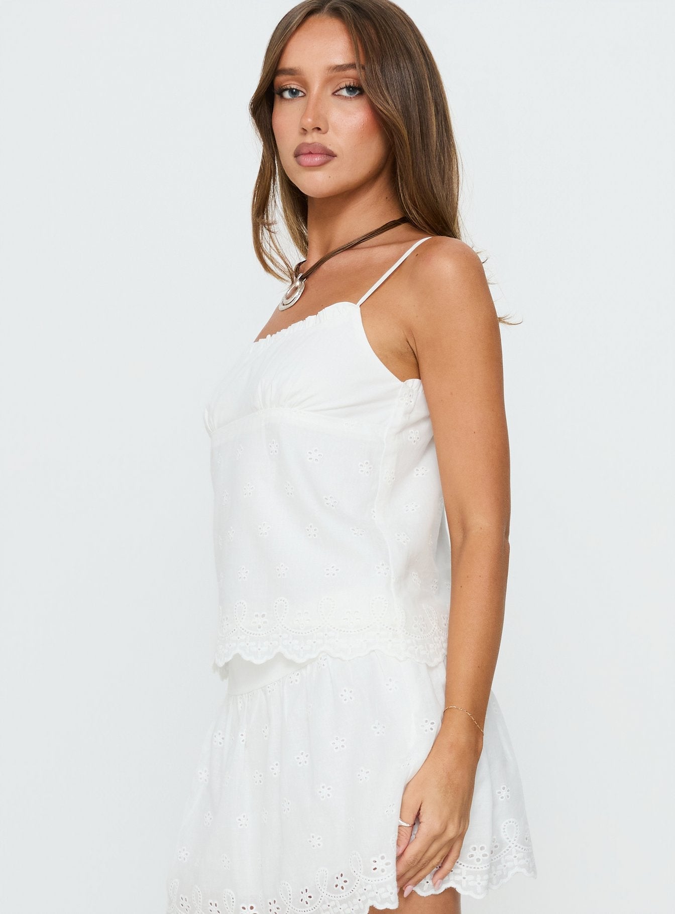 Tiriah Embroidered Cami Top White