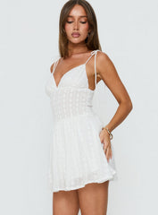 Solitary Ruched Tie Detail Romper White