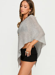 Deonie Knit Sequin Poncho Top Silver