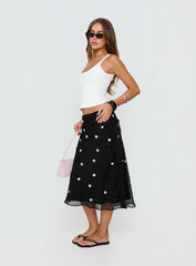 Kessiah Sequin Midi Skirt Black