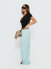 Salona Satin Straight Leg Pants Jelly Mint