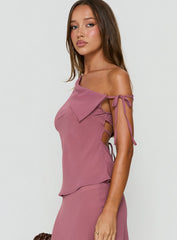 Vianna One Shoulder Foldover Detail Top Pink