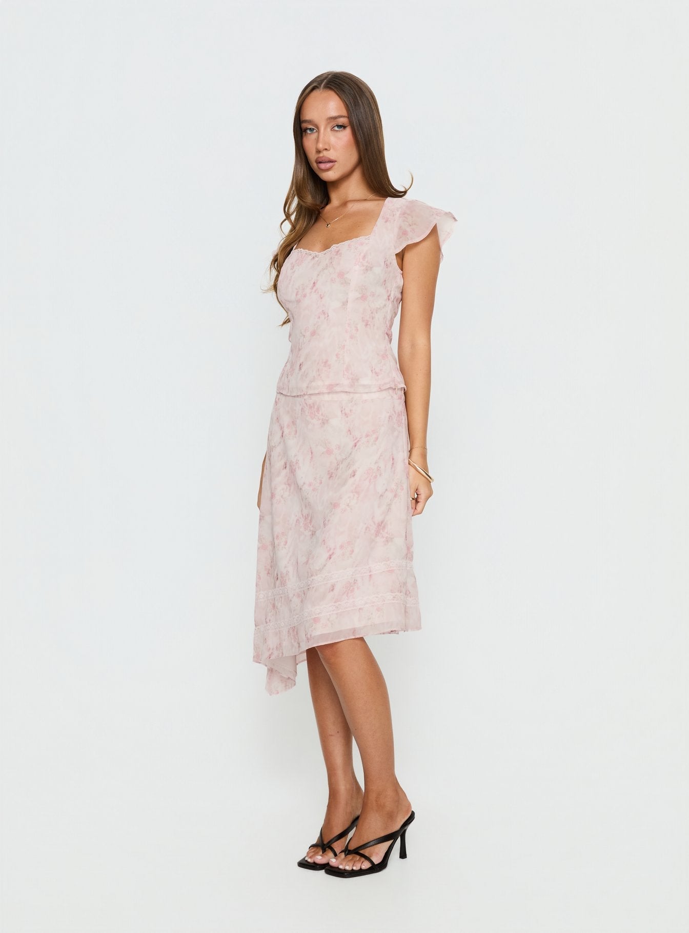 Avaline Asymmetrical Midi Skirt Pink