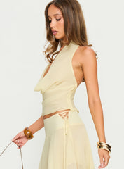 Evaleine Chiffon Cowl Neck Top Baby Yellow