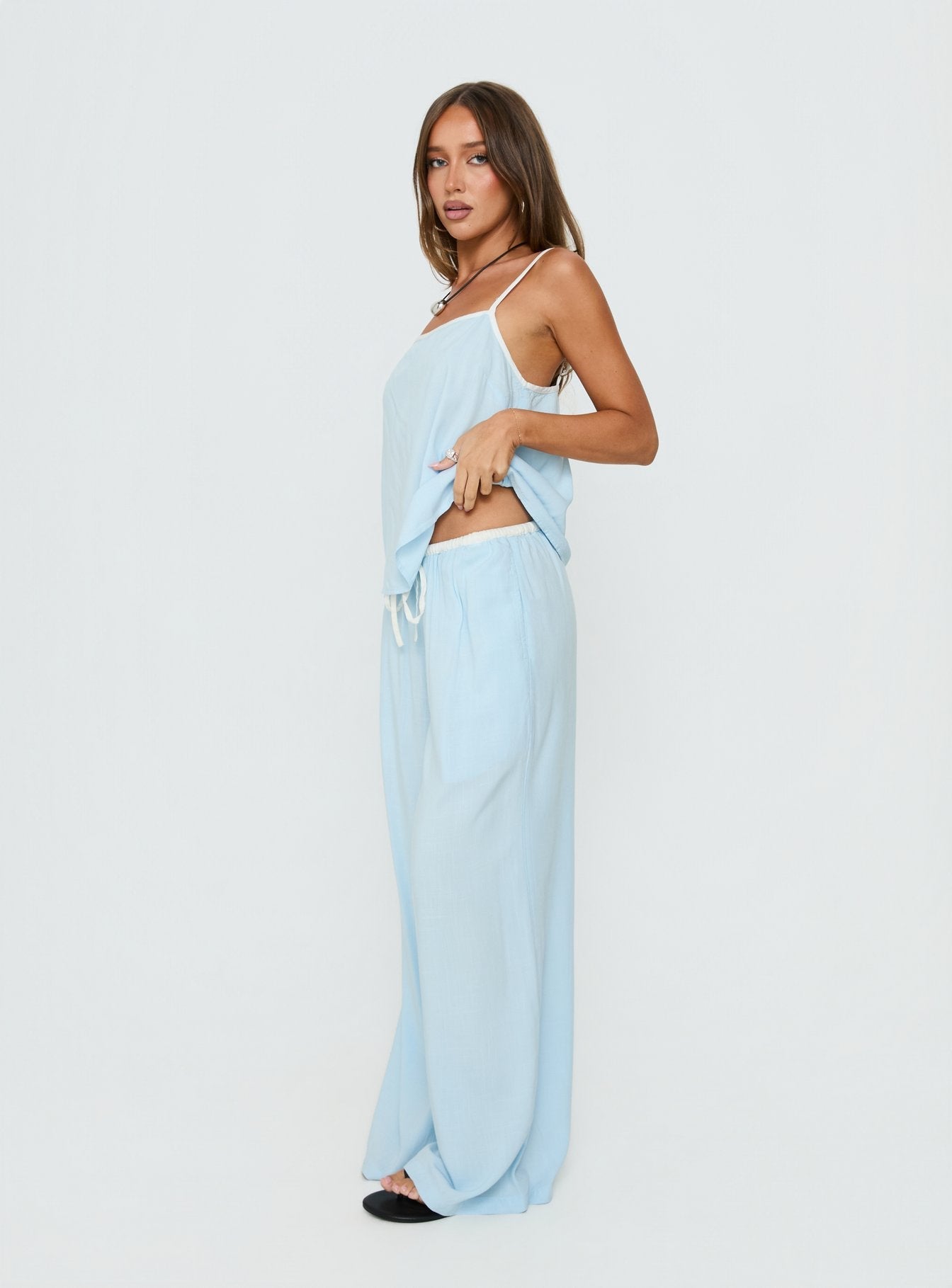 Nolei Contrast Pants Set Blue / White