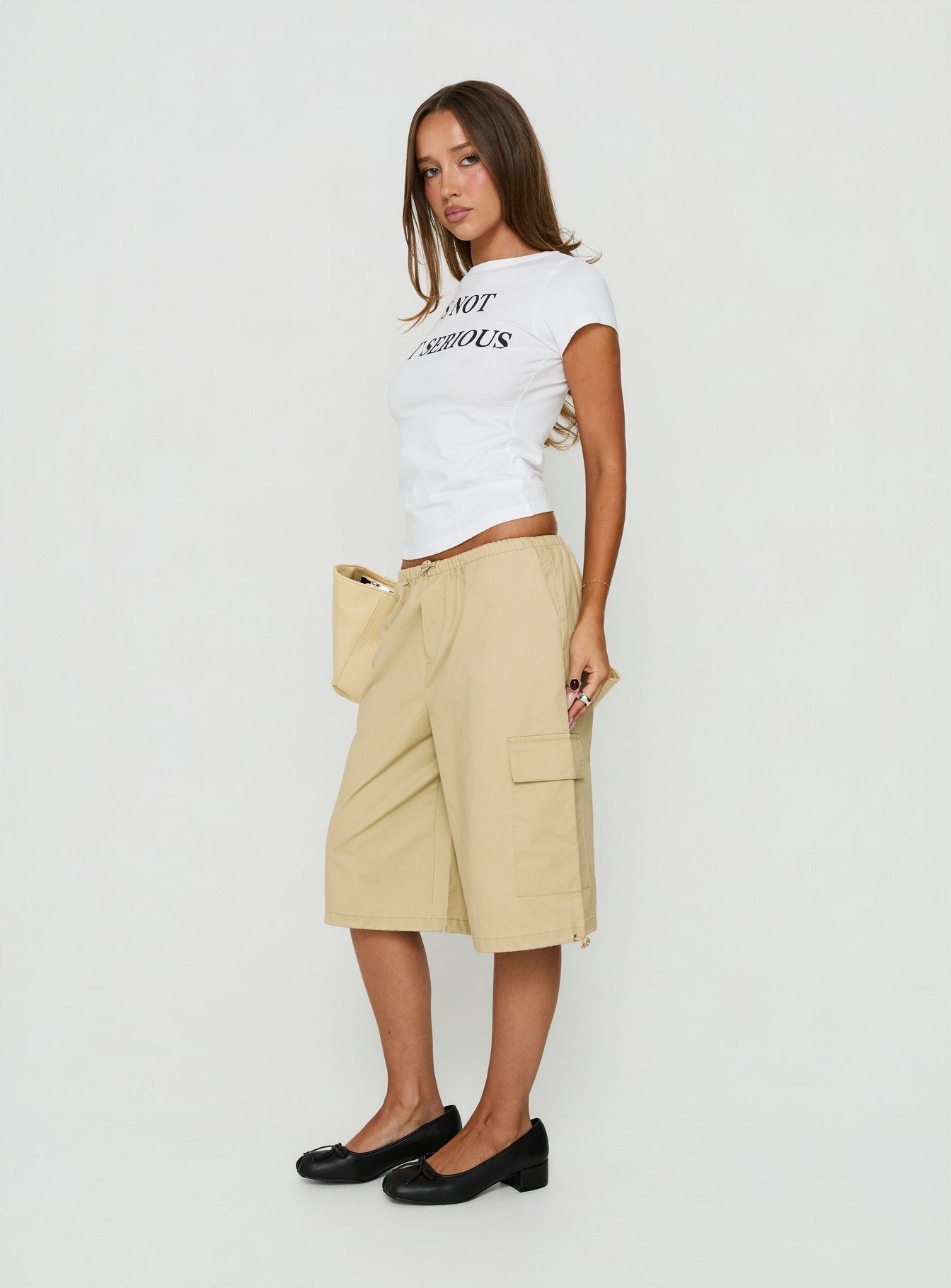 Allyza Baggy Cargo Shorts Stone