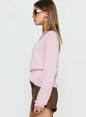 Xaria Off Shoulder Knit Sweater Pink