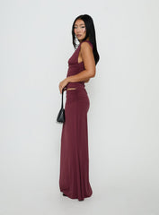 Liorah Foldover Waist Maxi Skirt Red