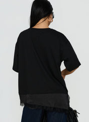 Dalarie Layered Lace Oversized Tee Black