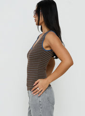 Truce V Neck Tank Top Multi Stripe