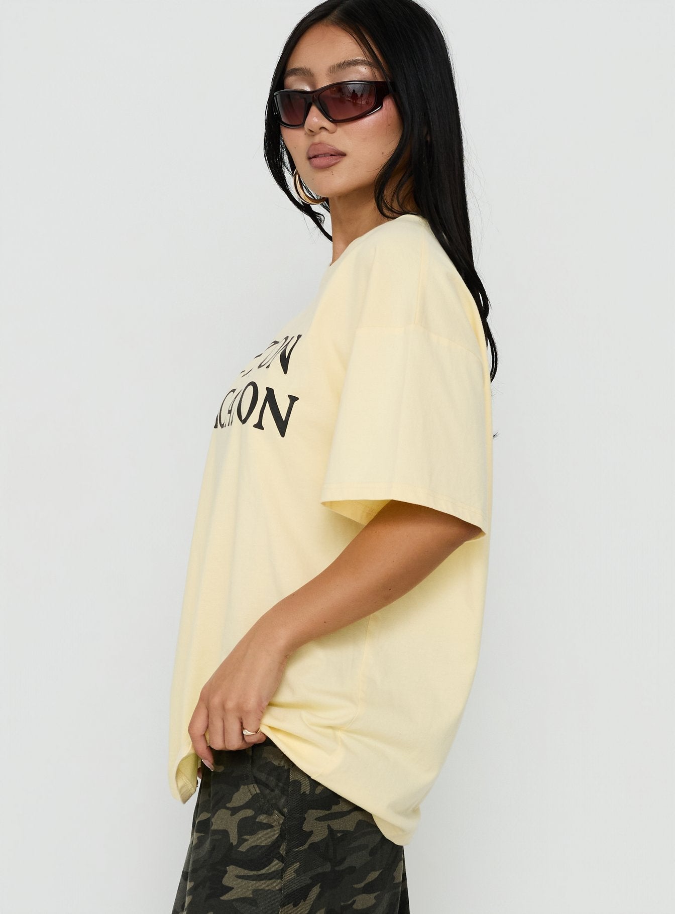 Lost On Vacation Oversized Tee Yellow