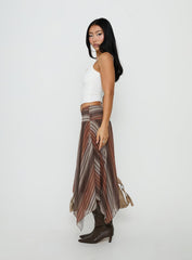 Massino Asymmetrical Midi Skirt Multi Stripe