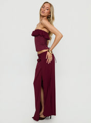Hollian Draped Maxi Skirt Wine