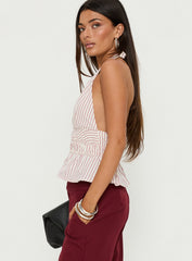 Perpetua Halter Neck Top Red / White Stripe