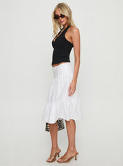 Cascades Low Rise Midi Skirt White