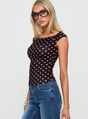 Cheirosa Off Shoulder Top Chocolate / Pink