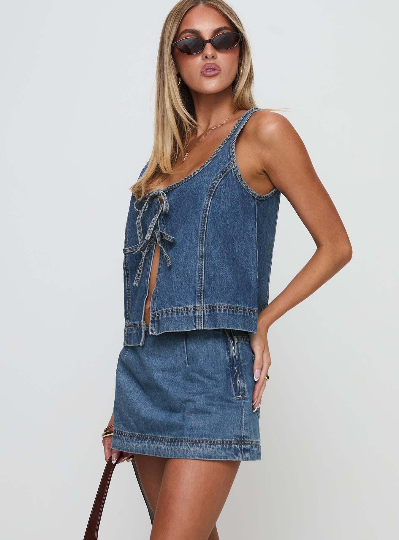 Stefenie Denim Skort Mid Wash Petite